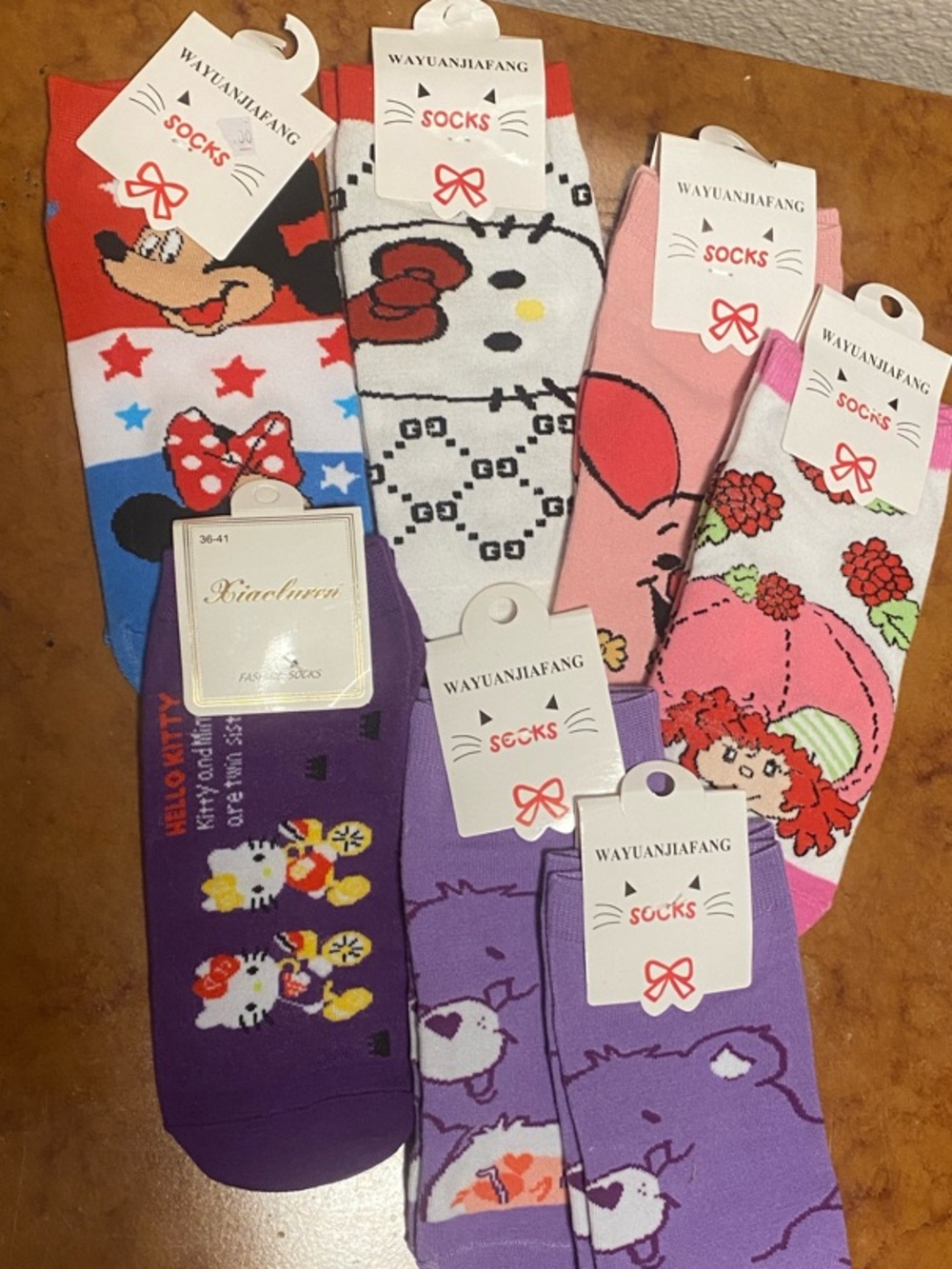 Kids Character Socks - Assorted Purple, Pink, Red, White